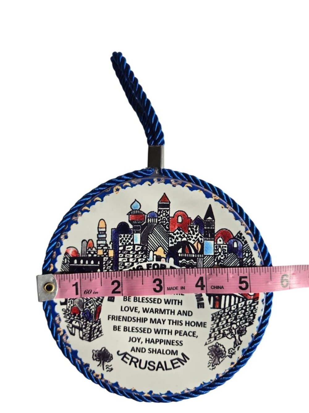 Armenian Ceramic Round HOME BLESSING Hanging Pottery With Hand Painted Artisan H - Picture 2 of 3